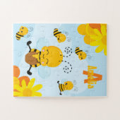 Kute Happy Bumble Bee met Flowers Little Kind Legpuzzel (Horizontaal)