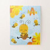 Kute Happy Bumble Bee met Flowers Little Kind Legpuzzel (Verticaal)