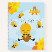 Kute Happy Bumble Bee met Flowers Little Kind Notitieboek (Voorkant)