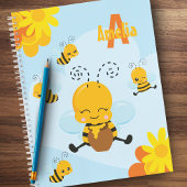 Kute Happy Bumble Bee met Flowers Little Kind Notitieboek