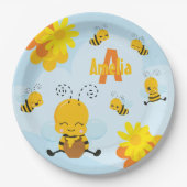 Kute Happy Bumble Bee met Flowers Little Kind Papieren Bordje (Voorkant)