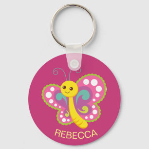 Kute Happy Butterfly Aangepast roze Aangepast Sleutelhanger