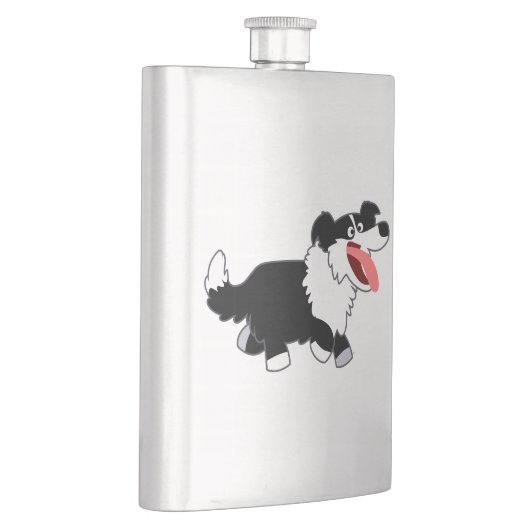 Kute Happy Cartoon Border Collie Classic Flask Heupfles (Rechts)