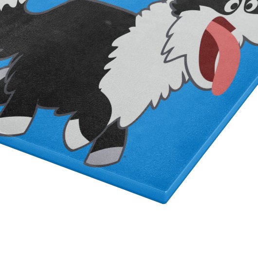 Kute Happy Cartoon Border Collie Cutting Board Snijplank (Hoek)
