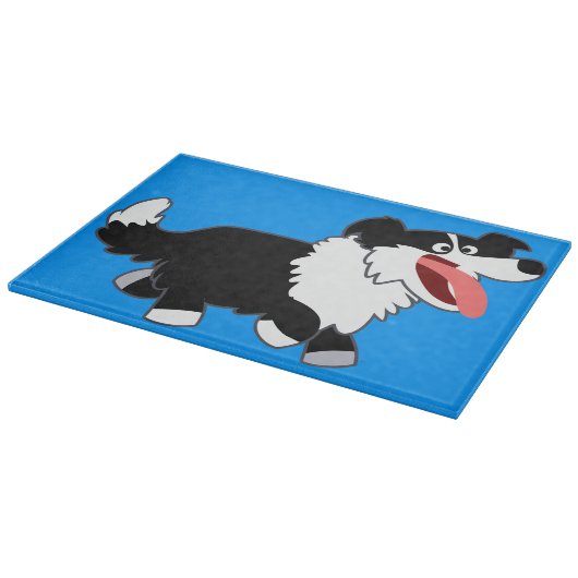 Kute Happy Cartoon Border Collie Cutting Board Snijplank (Hoek)
