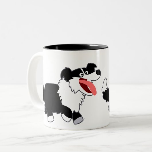 Kute Happy Cartoon Border Collie Mok (Voorkant links)