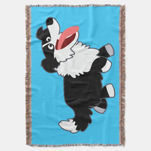Kute Happy Cartoon Border Collie Throw Blanket Deken (Voorkant Verticaal)