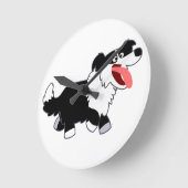 Kute Happy Cartoon Border Collie Wall Clock Ronde Klok (Hoek)