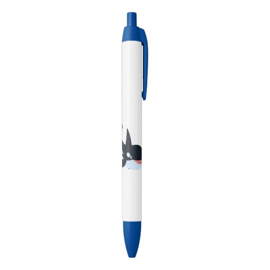 Kute Happy Cartoon Killer Whale Black Ink Pen (Achterkant (Verticaal))