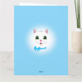 Kute Happy Cat Face Birthday on Light Blue Kaart (Achterkant)