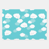 Kute Happy Clouds Blue Wrapping Paper Sheets (Voorkant 2)