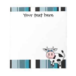 Kute Happy Cow - Blauwe streep Notitieblok