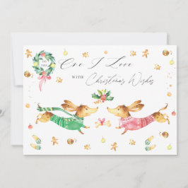 Kute Happy Dachshund-honden voor degene van wie ik Feestdagenkaart