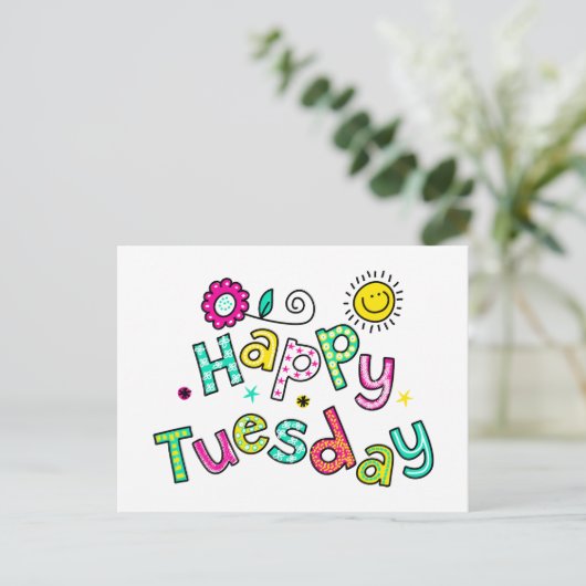 Kute Happy Dinsweek Groet Text Expression Briefkaart (Staand voorkant)