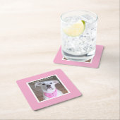 Kute Happy Dog met zigeunerige ogen, Birthday roze Kartonnen Onderzetters (Insitu)