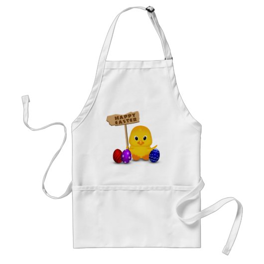 Kute Happy Easter Baby Chick met gebarenteken Standaard Schort (Voorkant)