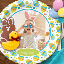 Kute Happy Easter Egg Pattern met Foto Party