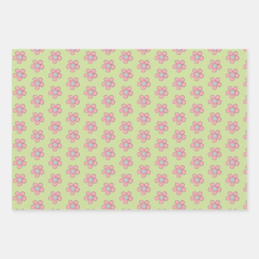 Kute Happy Easter Eggs Chicken Flowers Spring gree Inpakpapier Vel (Voorkant 3)