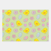 Kute Happy Easter Eggs Chicken Flowers Spring gree Inpakpapier Vel (Voorkant)
