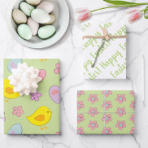 Kute Happy Easter Eggs Chicken Flowers Spring gree
