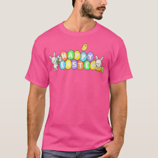 Kute HAPPY EASTER Eggs met Bunny Rabbits Happy E T-shirt
