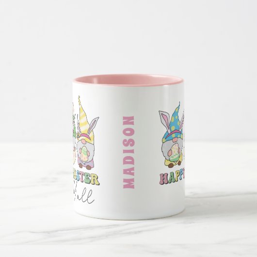 Kute Happy Easter Y'all Gnomes Personalized Name Mok (Midden)