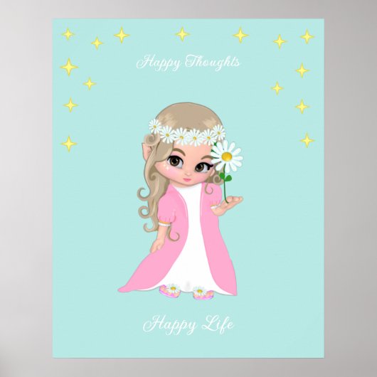 Kute Happy Fairy met sterren Motivatie poster (Voorkant)