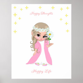 Kute Happy Fairy met sterren Motivatie poster