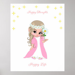 Kute Happy Fairy met sterren Motivatie poster