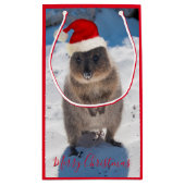 Kute Happy Festive Quokka op het strand Australië Klein Cadeauzakje (Achterkant)