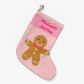 Kute Happy Gingerbrood Man Kerstmis voor meisjes Kleine Kerstsok (Voorkant (Hangend))