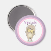 Kute happy hamster die een pinda-cartoon eet magneet (Voorkant / Achterkant)