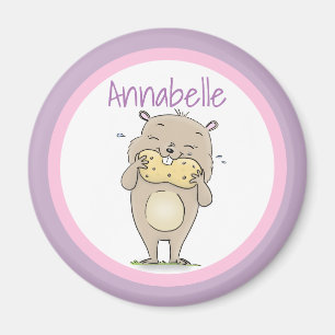 Kute happy hamster die een pinda-cartoon eet magneet