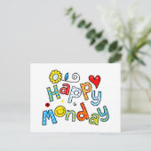 Kute Happy Maandag Groet Text Expression Briefkaart (Staand voorkant)