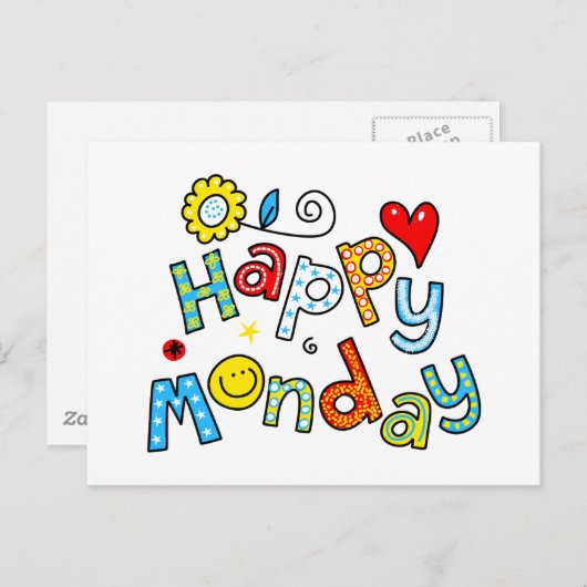 Kute Happy Maandag Groet Text Expression Briefkaart (Voorkant / Achterkant)