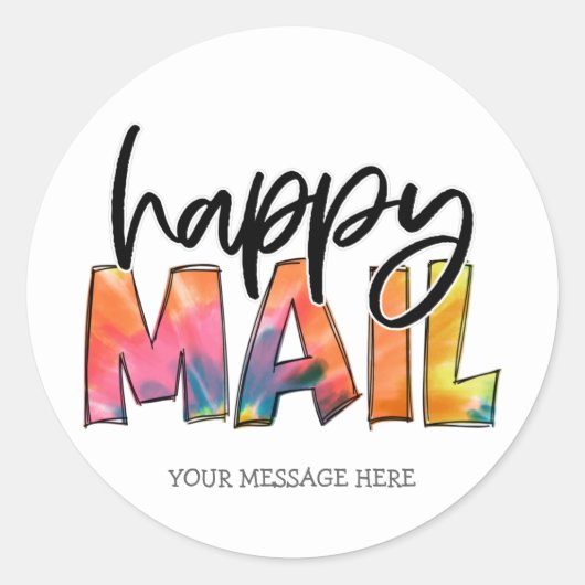 Kute Happy Mail Tie Roze Blauw Kleine Onderneming Ronde Sticker (Voorkant)