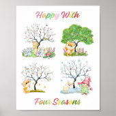 Kute Happy met vier seizoenen Baby Nursery Poster (Voorkant)
