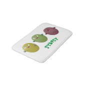 Kute happy olives die cartoon zingen badmat (Gekanteld)