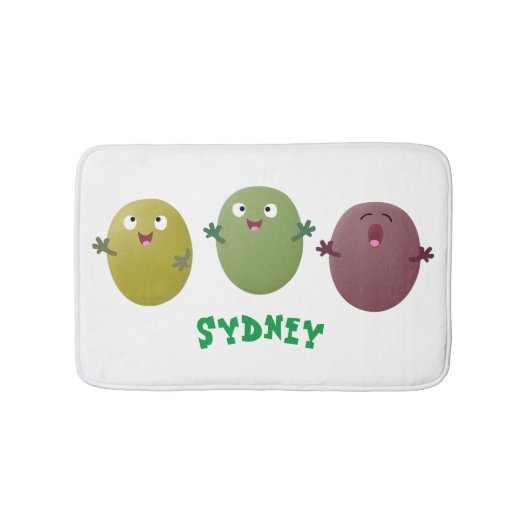 Kute happy olives die cartoon zingen badmat (Voorkant)