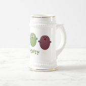 Kute happy olives die cartoon zingen bierpul (Voorkant rechts)