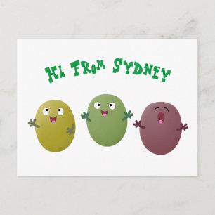 Kute happy olives die cartoon zingen briefkaart