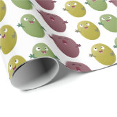 Kute happy olives die cartoon zingen cadeaupapier (Rol Hoek)