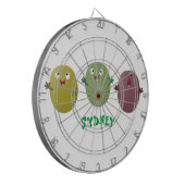 Kute happy olives die cartoon zingen dartbord (Voorkant Links)