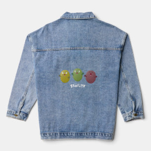 Kute happy olives die cartoon zingen denim jacket