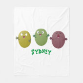 Kute happy olives die cartoon zingen fleece deken (Voorkant)
