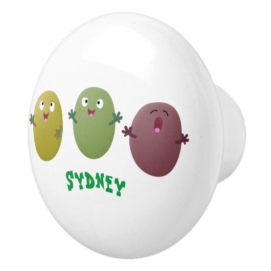 Kute happy olives die cartoon zingen keramische knop (Rechts)