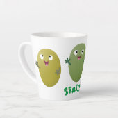 Kute happy olives die cartoon zingen latte mok (Linkerhoek)