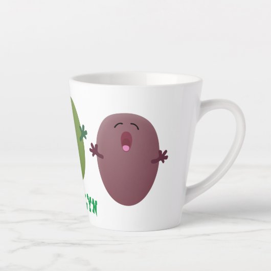 Kute happy olives die cartoon zingen latte mok (Rechts)