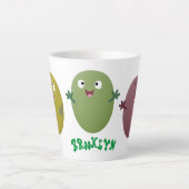Kute happy olives die cartoon zingen latte mok (Voorkant)