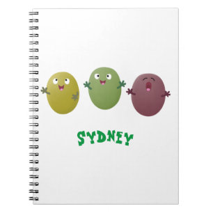 Kute happy olives die cartoon zingen notitieboek